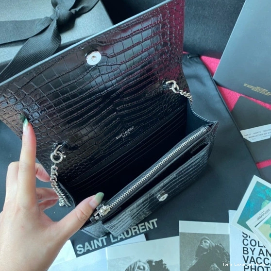 Tony Luxuries IN SHINY SUNSET LEATHER CROCODILE-EMBOSSED YSL 0819